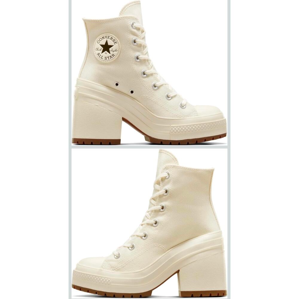 Converse Chuck 70 De Luxe Heel Egret Canvas Platform Boots Women's Size 7.5 - Picture 7 of 9